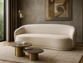 Lyra Curve 3 Seater Sofa, Parchment Sand - Pet Friendly Fabric